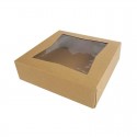 Cake Craft Kraft Display Cake Box with Window - 9x9x2.5inch