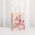 Christmas Paper Giftbag Pink Snowman 15x8x21cm