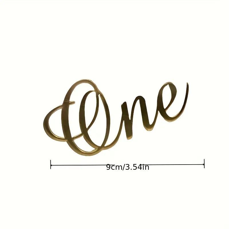 Cake Top Acr Gold One Cursive