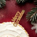 Gold Merry Christmas Cake Topper – 5.5cm Mini Design