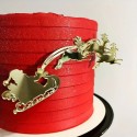 Gold Santa Sleigh and Reindeer Cake Topper – 10cm