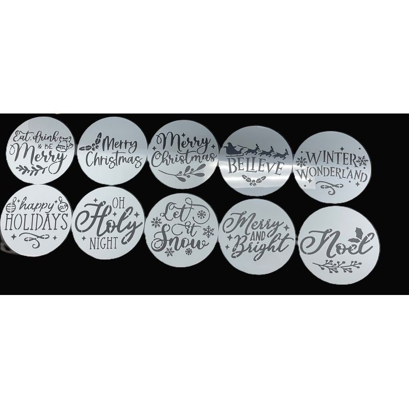 Christmas Words Stencil Set - 20 pieces 10cm diameter