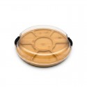 St Clare Round Bamboo Chip & Dip Tray with Lid - 35.5x35.5x8.5cm