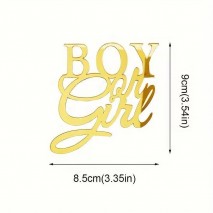 Acr Cake Topper Boy or Girl Gold 8.5x9cm