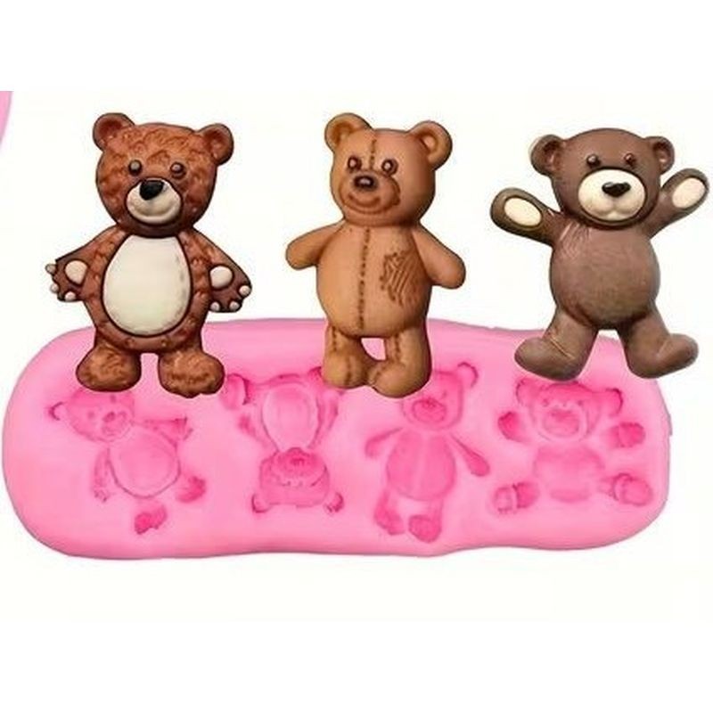 Silicone Mould teddy Bear 4 Cav rect