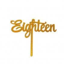 Sugar Crafty Cake Topper - Eighteen - Gold Glitter