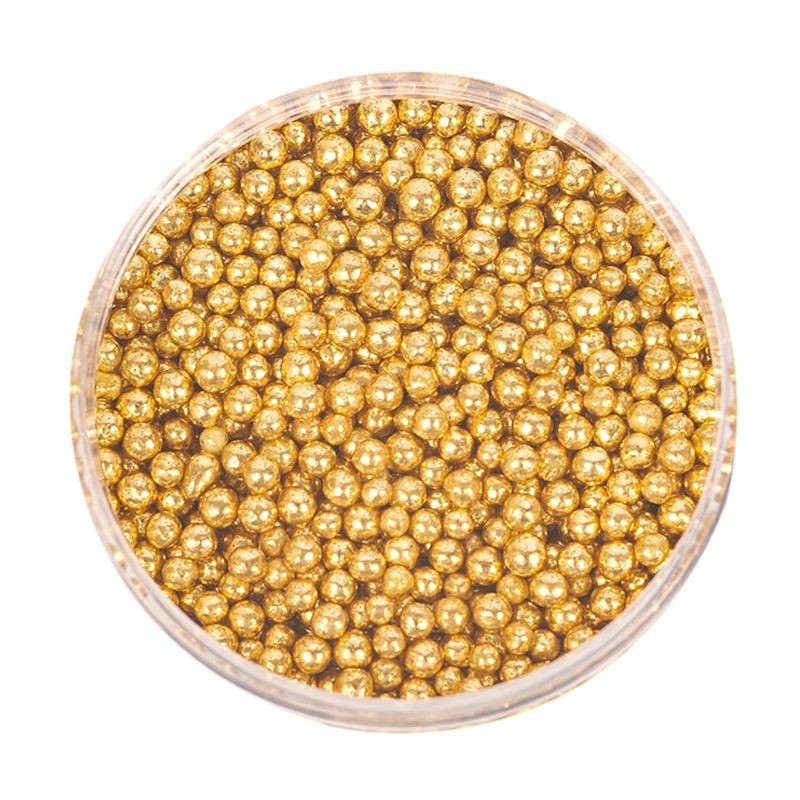 Sprinks Cachous Crunchy Shiny Gold Ball Sprinkles 2mm - 75g