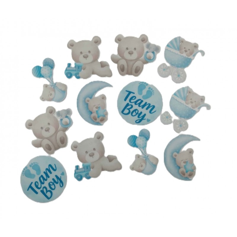 Cupcake Toppers - Edible Wafer Top - Team Boy 12pk