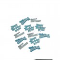 Cupcake Toppers - Edible Wafer Top - Happy Birthday Script in Blue 12pk