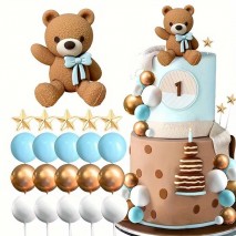 Cake Topper Teddy Blue – 21pc Set
