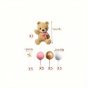 Cake Topper Teddy Pink– 21pc Set
