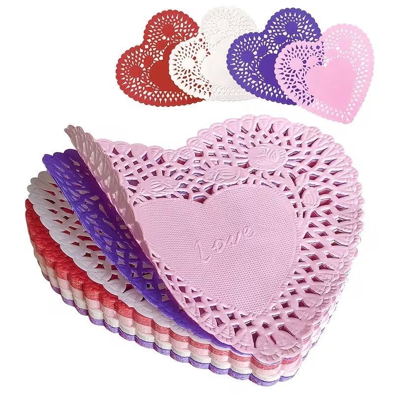Heart Paper Doilies – 10cm Pack of 25 Purple Unbranded - 1