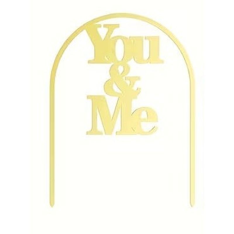 Acrylic Cake Topper – “Me & You” Arched Gold