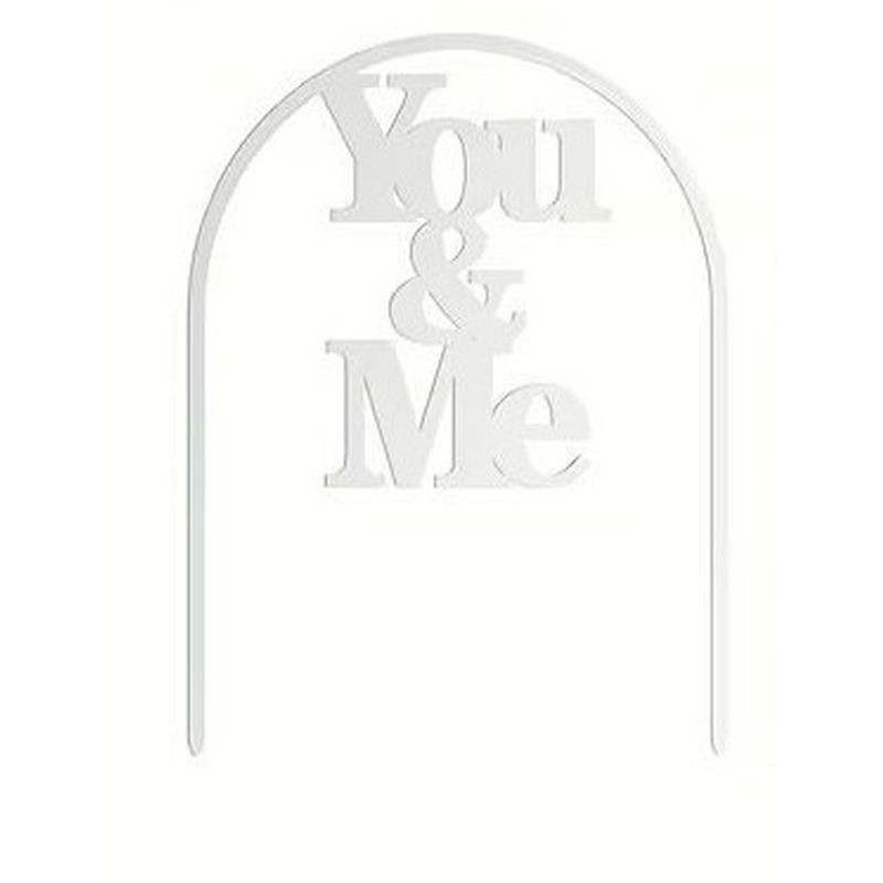 Acrylic Cake Topper – “Me & You” Arched Gold  - 1