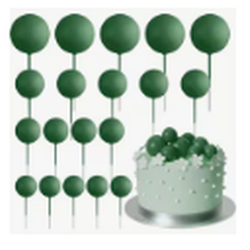Ball Cake Top Asstd Sz 20pc Green