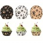 Dog Bone Print Baking Cups – Dark Brown 50pcs Unbranded - 1