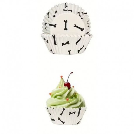 Dog Bone Print Baking Cups – Dark Brown 50pcs Unbranded - 1