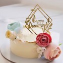 Happy Anniversary Acrylic Cake Topper Geometric – Gold