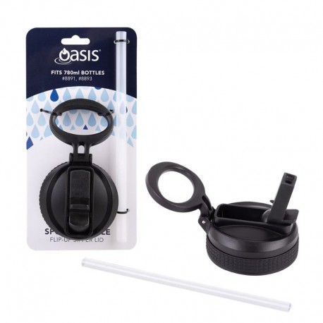 Oasis Replacement Sports Bottle Sipper Lid & Straw - Black Oasis - 1
