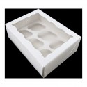 6 Hole White Cupcake Box with PVC Window