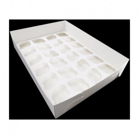 24 Hole White Cupcake Box with PVC Window