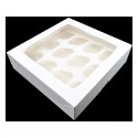12 Hole White Cupcake Box with PVC Window