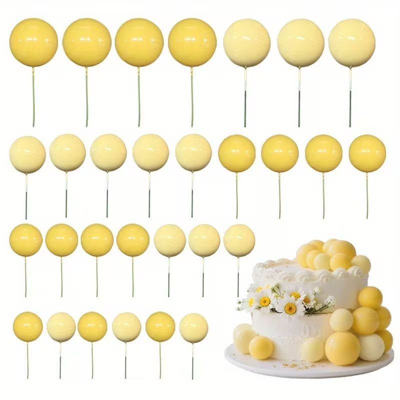 Cake Topper Ball Set Yellow Tones 24pcs