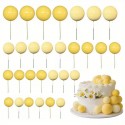 Cake Topper Ball Set Yellow Tones 24pcs