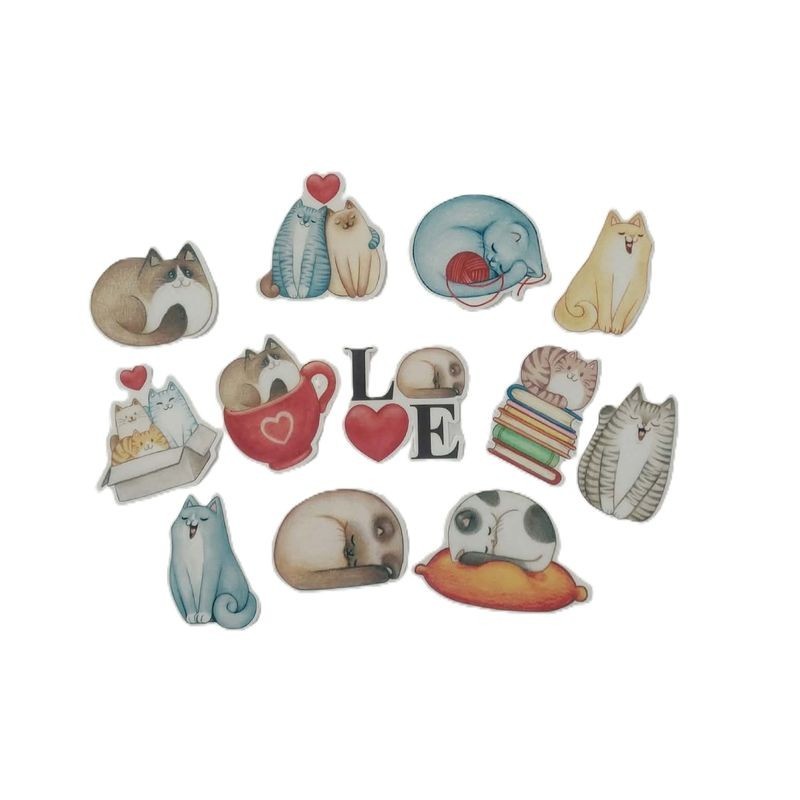 Cupcake Toppers - Edible Wafer Top - Cute Cats 12pk