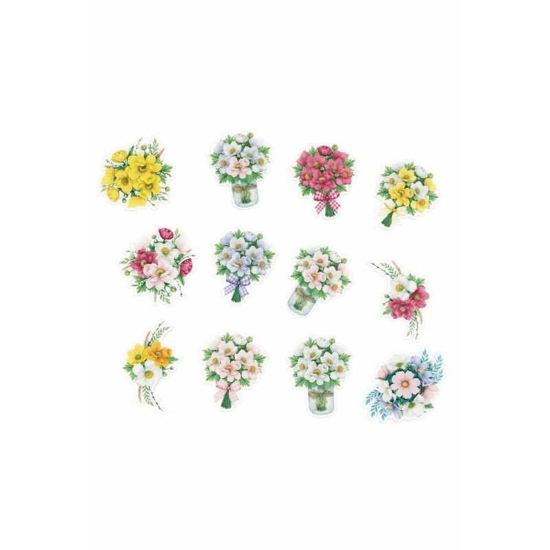 Cupcake Toppers - Edible Wafer Top - Flower Bouquet 12pk