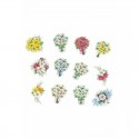 Cupcake Toppers - Edible Wafer Top - Flower Bouquet 12pk