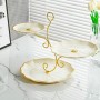 3 Tier Cupcake Stand Offset Cream & Gold Unbranded - 3