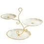 3 Tier Cupcake Stand Offset Cream & Gold Unbranded - 1
