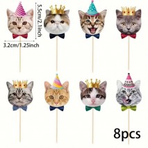 Cupcake Toppers Kittens 8pc Set Unbranded - 1