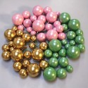 Cake Topper Balls Peralised Gold Pink Green 16pc