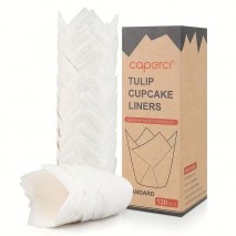 Eco-Friendly Tulip Muffin Cups and Cupcake Liners 120pcs - White