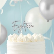 C&C Acrylic Silver/Clear Cake Topper - Eighteen Cake & Candle - 2