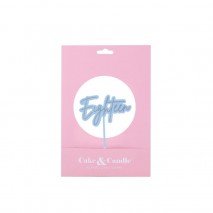 C&C Acrylic Silver/Light Blue Layered Cake Topper - Eighteen Cake & Candle - 1