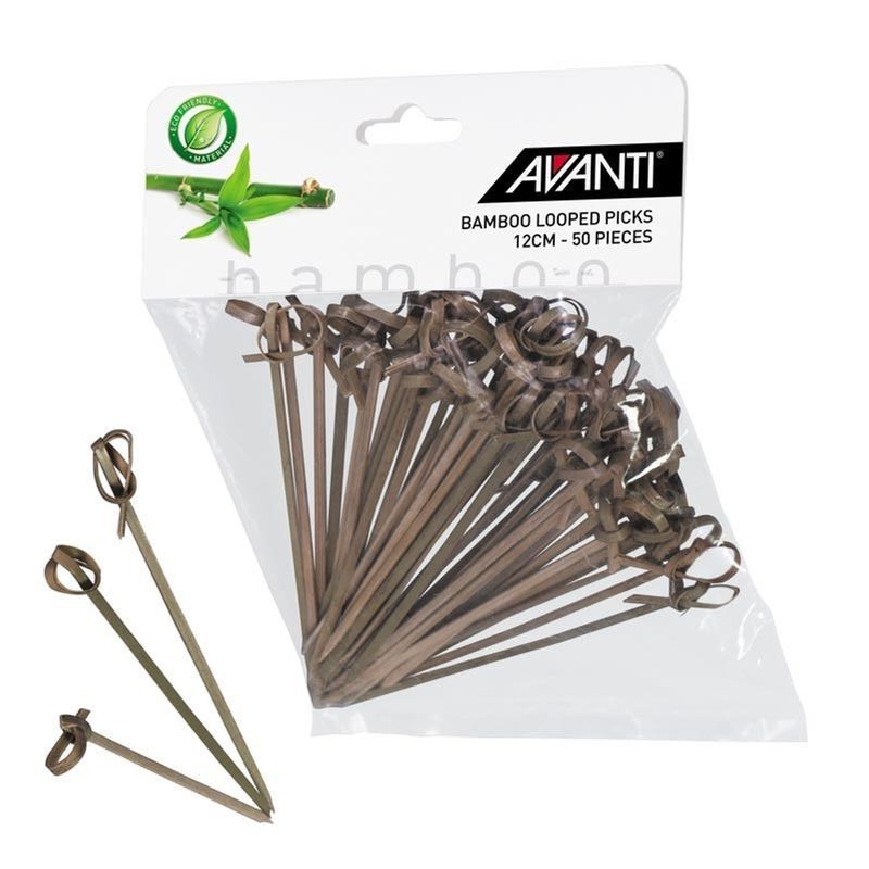 Bamboo Looped Picks - 12cm 50 Pieces Avanti Kitchenware,Cooks