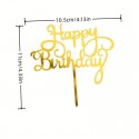 Cake Topper Gold Acrylic Happy Birthday 10.5x11cm