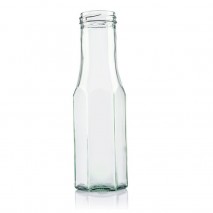 Plasdene Flint Glass Hex Sauce Bottle with Twist Neck - 250ml Plasdene - 1