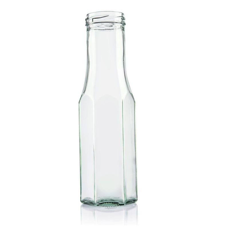 Plasdene Flint Glass Hex Sauce Bottle with Twist Neck - 250ml Plasdene - 1