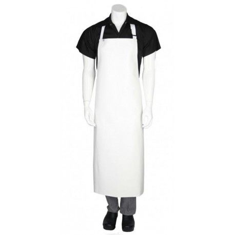 Chef Works Long PVC Bib Apron - White - Waterproof CWPVL Chef