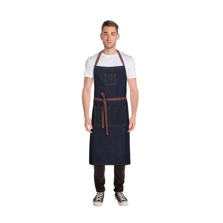 Chef Works Memphis Denim Large Bib Apron - Indigo - AB036 Chef