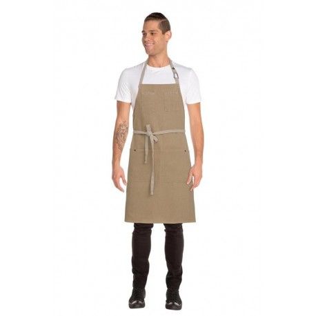 Chef Works Austin Bib Apron - Natural - ABCD056 Chef