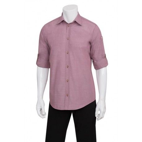 Chef Works Mens Chambray Dusty Rose Shirt SLMCH005 Chef