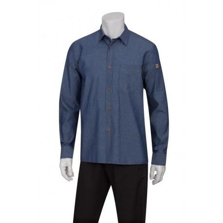 Chef Works Detroit Indigo Long-Sleeve Denim Shirt SKL001 Chef