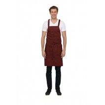 Chef Works Uptown Red/Navy Cross-Back Bib Apron ABX01 Chef