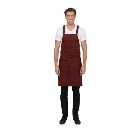 Chef Works Uptown Red/Navy Cross-Back Bib Apron ABX01 Chef