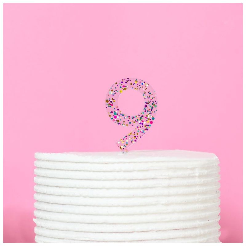 rainbow-glitter-number-9-cake-topper